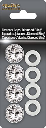 Cruiser Accessories 82730 License Plate Frame Fastener Caps, Diamond Bling, Chrome
