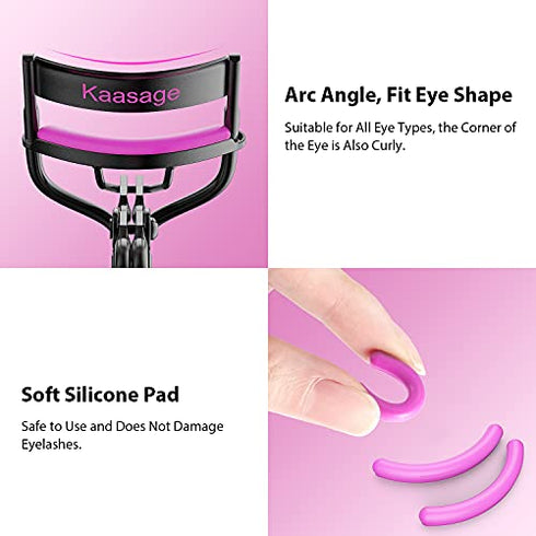 Kaasage Eyelash Curler with Pads - Lash Curler with 5 Extra Silicone Replacement Pads, Get Perfect Curl in 5 Seconds