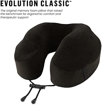 Cabeau Evolution Classic 100% Memory Foam Travel Neck Pillow for Airplanes and Travel, 360-Degree Support Backed by Sleep Science, Midnight