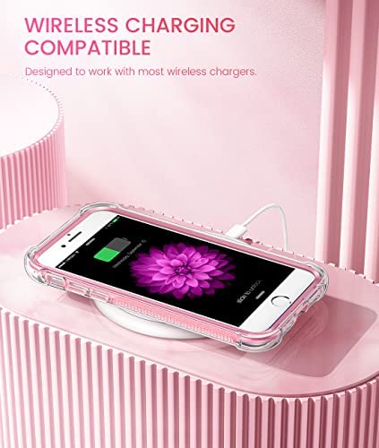 Caka Case for iPhone SE 2020, iPhone 7 8 SE 2020 Glitter Case with Built-in Screen Protector for Girls Women Girly Liquid Cover Shockproof Case for iPhone 6 6s 7 8 SE 2020 2022 (Rose Gold)