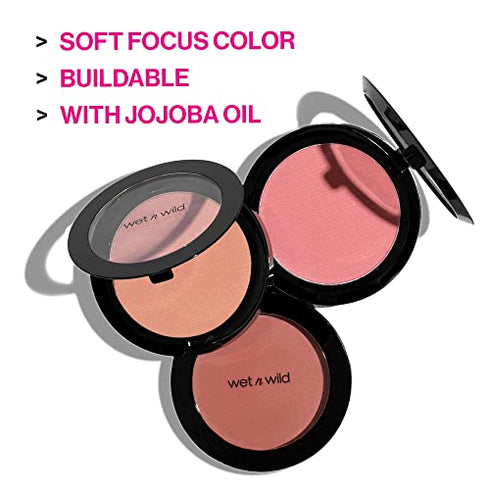 Wet n Wild Color Icon Blush Powder Makeup, Pearlescent Pink | Matte Natural Glow | Moisturizing Jojoba Oil