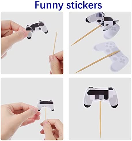 200 Pieces Video Game Controller Stickers for Video Game Party Supplies, Boys Birthday Party Decorations, 5 Styles