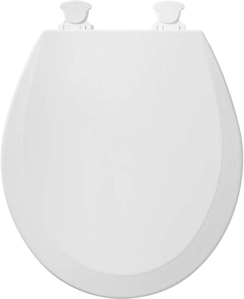 BEMIS 500EC 390 Toilet Seat with Easy Clean & Change Hinges, ROUND, Durable Enameled Wood, Cotton White