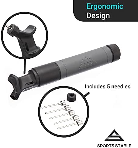 Sports Stable Ball Pump with 5 Needles Push and Pull Inflation Device for Your Basketball, Football, Soccer Ball, Volleyball, and Other Sport Balls