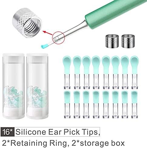 Bebird Ear Cleaner Replacement Tips, 16 Pieces Waterproof Silicone Ear Spoon for Ear Wax Removal Endoscope, BEBIRD Original Ear Cleaner Tips for M9 Pro/X11 Pro/C3 Pro/K10/X17 Pro/T5 (Latest Version)