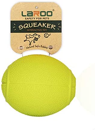 LaRoo Squeaky Dog Ball Toy, Durable Natural Rubber Squeaker Ball Floating Throwing Training, Teeth Cleaning Chew Toy for Pet Small Medium Large Dogs (6.5cm Green)