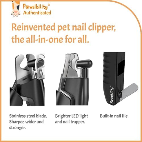 Pawsibility - Reinvented Pet Nail Clippers for Your Pal - Ultra Bright LED Light for Bloodline | Razor Sharp and Durable Blade | Vets Recommended Trimming Tool for Dogs and Cats