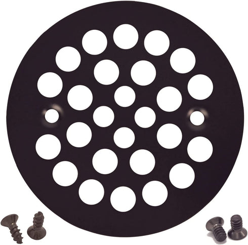 4-1/4" Round Shower Grate Drain Strainer Replacement Cover Oil Rubbed Bronze + Machine and Tapping Screws
