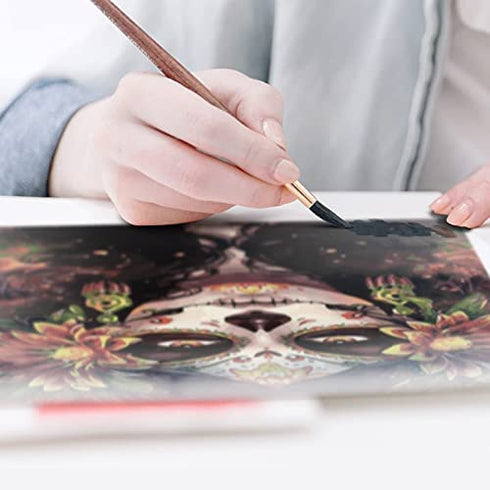 Paint by Number for Adults, CAYUDEN 16" x 20" Acrylic Paint by Numbers for Adults Beginner Kids Skull Painting by Number Kit on Canvas with 3 Brushes on Canvas Watercolor Adult Paint by Numbers Kits