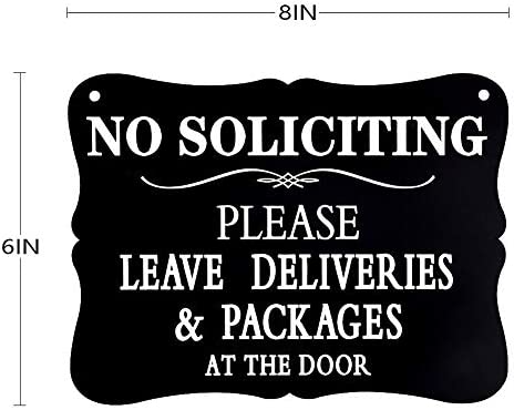 WaaHome Please Leave Deliveries and Packages at The Door Sign, No Soliciting Sign for House Home Door Business, 6''x8''