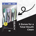 REACH Essentials Toothbrush with Toothbrush Caps, Multi-Zoned Angled Soft Bristles, Contoured Handle, Tongue Scraper, 6 Count (Pack of 1)