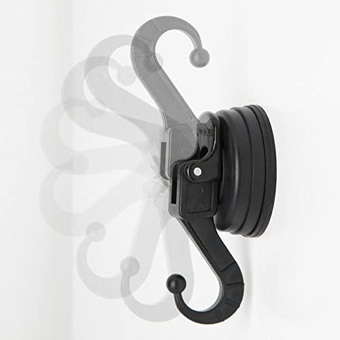 FE-H1011-2PK | 2-Pack | Large Adjustable Swivel Suction Cup Hook Holds Up to 13 lbs, Black