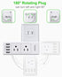 2 Prong Power Strip with Rotating Plug, EyGde Multi Plug Outlet Extender, Multiple Outlet Splitter(3 Sided 6 Sockets) and 4 USB Ports, Wall Adapter Surge Protector (1700J) for Travel, Office, White