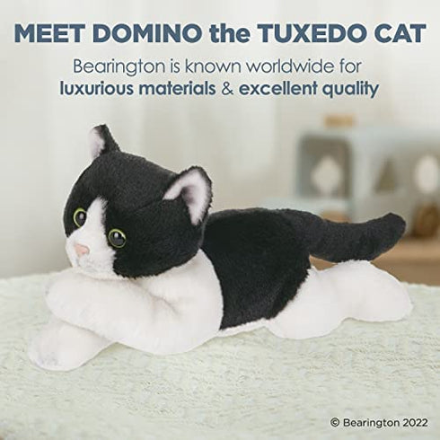 Bearington Domino Plush Stuffed Animal Black and White Tuxedo Cat, Kitten 15 Inch