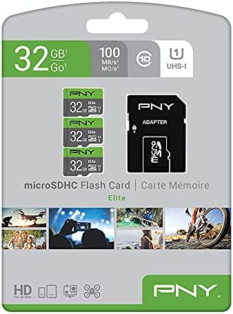 PNY 32GB Elite Class 10 U1 microSDHC Flash Memory Card 3-Pack - 100MB/s, Class 10, U1, Full HD, UHS-I, micro SD