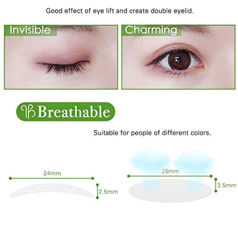 400Pcs Natural Invisible Single Side Eyelid Tape Stickers Medical-use Fiber Eyelid Lift Strip, Instant Eye Lift Without Surgery, Perfect for Uneven Mono-Eyelids, 100 Pairs Slim + 100 Pairs Wide