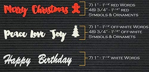 Christmas Holiday Set for Letter Boards - Cursive Words, Icons, Decoration to Enhance Your Felt Message Sign - 238 Piece with Snowflakes, Reindeer, Stockings and More - (Holiday Pack ONLY)