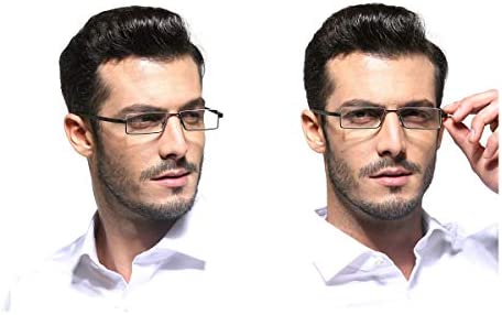 DBEFTLI Half Frame Reading Glasses - Half Rim Computer Readers with Glasses Case for Men (2 PCS in Pouch) 2.00