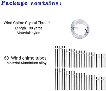 60 Pieces Wind Chime Tubes Parts Supplies Windchime String Metal Tubes for Crafts DIY Wind Chimes Kits for Adults Kids Arts and Crafts