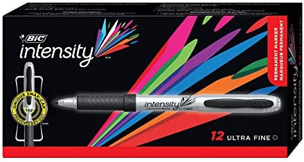 BIC Intensity Permanent Markers, Ultra Fine Point, Black, 12-Count (packaging may vary)