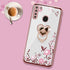 B-wishy for Samsung Galaxy A21 Case for Women, Glitter Crystal Butterfly Heart Floral Slim TPU Luxury Bling Cute Protective Cover with Kickstand+Strap for A21(Rose Gold)