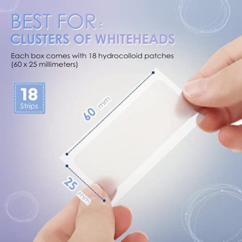 AUSLKA Large Blemish Patches XL -18 Strips - Hydrocolloid Patch for Covering Zits - Spot Stickers -Vegan and Cruelty for Face and Skin