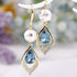 Elegant Blue Crystal Teardrop Dangle Earrings for Women,Giftable Weddings Jewelry for Bride Bridesmaid,14K Gold and Blue Zircon Drop Earrings