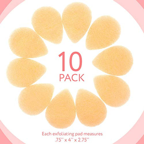 10 Pack Facial Sponge for Daily Cleansing and Gentle Exfoliating - Buff Puff Style Exfoliating Pads for Removing Dead Skin, Dirt and Makeup - Reusable Puf, Made in The USA