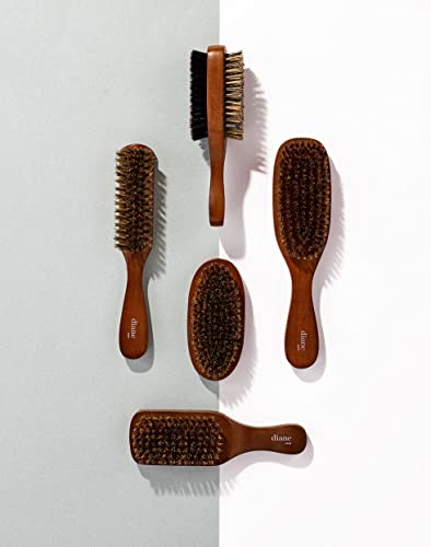 Diane Premium Boar Bristle Brush for Men – Double Sided, Medium and Firm Bristles for Thick Coarse Hair – Use for Smoothing, Wave Styles, Soft on Scalp, Club Handle, D8115