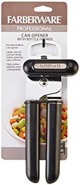 Farberware Professional Can Opener with Built-in Bottle Opener, 8-Inch, Black