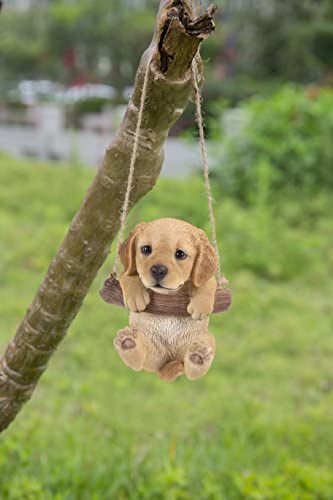 Hi Line 87704-I Hanging Golden Retriever Puppy Outdoor Figurine, Tan Brown