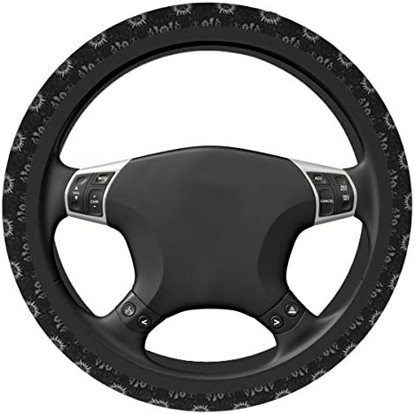 Da66jj Steering Wheel Covers for Car, Supernatural Symbols Black Car Steering Wheel Cover for Women & Girls & Men, Universal 15 Inches Car Accessories