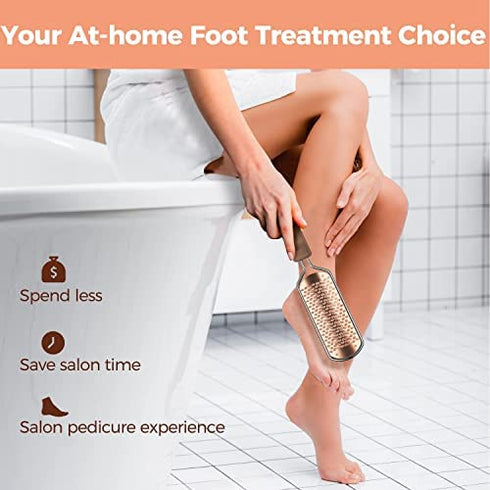 Foot File Foot Scrubber Pedicure - Callus Remover for Feet Easkep Professional Foot Grater Rasp Foot Scraper Corns Callous Removers Dry Skin Cracked Dead Skin Remover for Dry and Wet Feet (Golden)