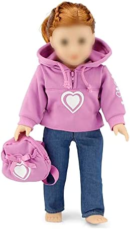 Emily Rose 18 Inch Doll Clothes Clothing Accessory - 3 Piece Heart Hoody 18" Doll Gift Set for Kids Play - Outfit Accessories | Fits Most 18" Dolls