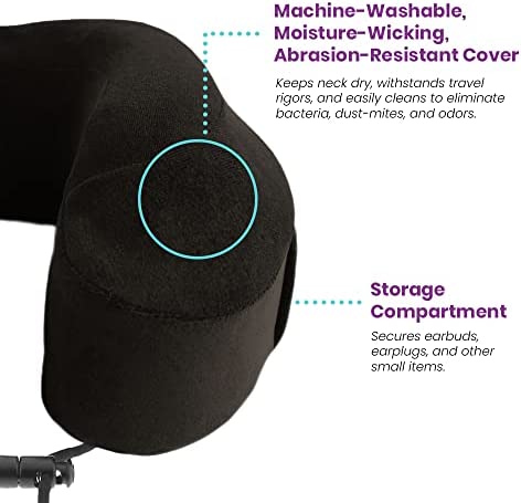 Cabeau Evolution Classic 100% Memory Foam Travel Neck Pillow for Airplanes and Travel, 360-Degree Support Backed by Sleep Science, Midnight