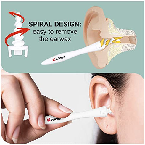 Tvidler Spiral Ear Wax Removal Kit - The Safe, Effective, Comfortable and Eco-Friendly Ear Wax Removal Solution. Ear wax cleaner comes with 6 reusable tips