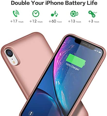 Battery Case for iPhone XR, Pxwaxpy 6800mAh Portable Protective Charging Case for iPhone XR Extended Rechargeable Charger Case Battery Pack Compatible with Apple XR Power Bank Cover(6.1 inch) (Gold)