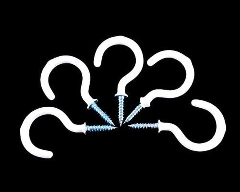Yueton 50pcs Vinyl Coated Screw-in Ceiling Hooks Cup Hooks (White)