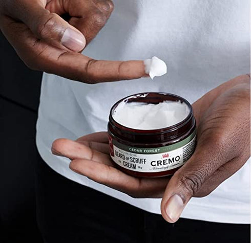 Cremo Beard & Scruff Cream, Cedar Forest, 4 oz - Soothe Beard Itch, Condition and Offer Light-Hold Styling for Stubble and Scruff (Product Packaging May Vary)