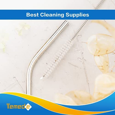 Temede Straw Cleaner Brush, 12 Inch Long Pipe Tube Cleaners, Straw Brushes for Cleaning Stainless Steel Drink Straws, Scrub Brush for Washing Metal Glass Silicone Straw Sippy Cup Small Bottle, 10pcs