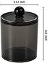 SheeChung 15-ounce Small Clear Plastic Apothecary Jar - Qtip Dispenser Holder Bathroom Vanity Storage Canister Acrylic Jar for Cotton Ball,Cotton Swab,Q-tips,Cotton Rounds | 2 Pack (Black)