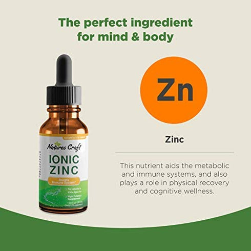 Liquid Zinc Sulfate Immunity Booster - Pure Zinc Supplement for Immune Support Mood Boost and Brain Support - Immune Boost Liquid Ionic Zinc Drops Supplement for Hair Skin and Nails Mineral Supplement