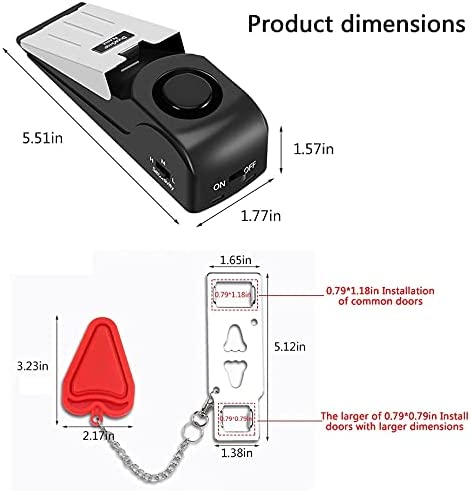 HNHMT Upgraded Portable Door Lock & Door Stop Alarm, Dual Protection Security Door Kit,Door ?Security Devices Pocket Self Defensey Tools,for Traveling Hotel Home Apartment College House(2 Pack)