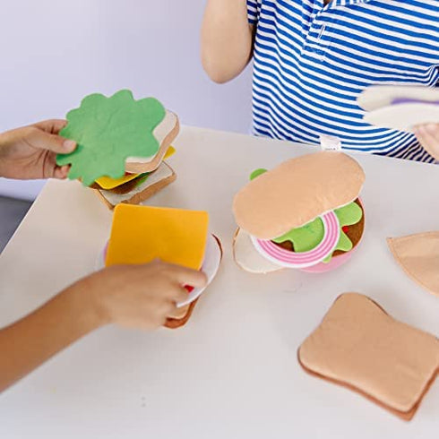 Melissa & Doug Felt Food Sandwich Play Food Set (33 pcs) - Felt Sandwich Play Set For Kids Kitchen, Pretend Play Sandwich, Felt Sandwich Toy For Toddlers Kids Ages 2+