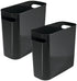 mDesign Plastic Small Trash Can 1.5 Gallon/5.7 Liter Wastebasket, Garbage Container Bin w/Handles for Bathroom, Kitchen, Home Office Holds Waste Recycling,10" H, Aura Collection - 2 Pack - Black