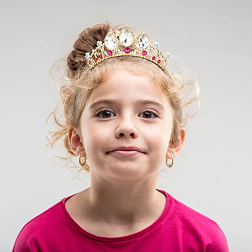 Tiaras for Girls KICOSY Birthday Rapunzel Crown Pearl Rhinestone Tiara Handband Women Princess Crowns for Kids Weeding Flower Girls Cosplay Halloween Performance Costumes Hair Accessories