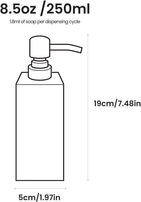 Zegeon Soap Dispenser Hand Metal Pump Lotion Bottle for Bathroom, Bedroom and Kitchen (Black Square)