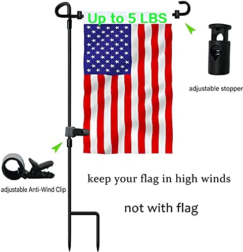 Garden Flag Stand-Holder-Pole with Garden Flag Stopper and Anti-Wind Clip for House Flags,Decorative Flags,Yard Flags,Seasonal Flags