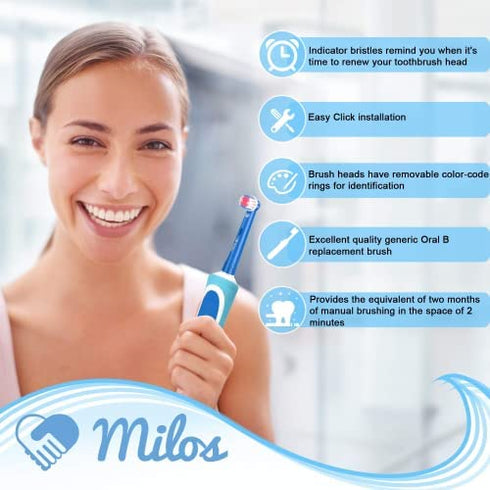 Milos Electric Toothbrush Replacement Heads for Kids Oral B Compatible Pack of 8, Extra Soft Bristles, Fits for Electric Braun brush heads, refill for Vitality Precision Sensitive White, Clean Triumph