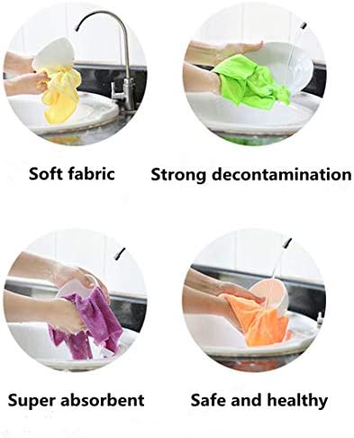 Rubber Cleaning Gloves Kitchen Dishwashing Glove 2-Pairs And Cleaning Cloth 2-Pack,Waterproof Reuseable. (Large)